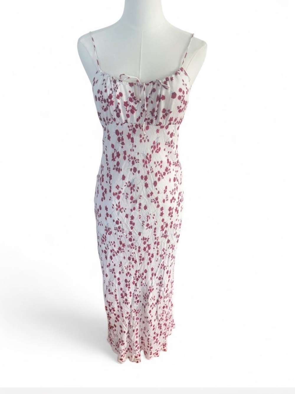 White Slip Dress with Pink Floral Print